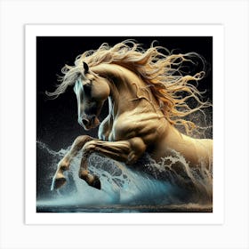 Horse Running In Water 8 Art Print