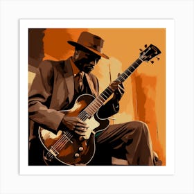 Blues Man Playing Guitar 1 Art Print