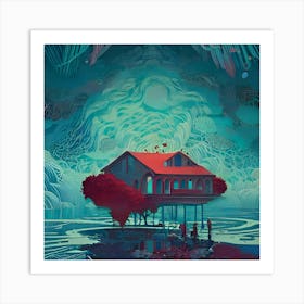 Floating hut Art Print