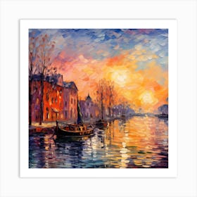 Sunset On The Canal Art Print