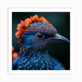 Blue Bird With Orange Feathers Art Print