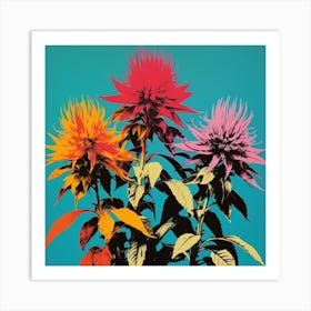 Andy Warhol Style Pop Art Flowers Bee Balm 1 Square Art Print