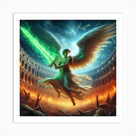 Angel at a burning colosseum (Female) Art Print