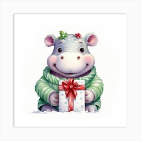 Christmas Hippo 5 Art Print