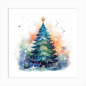 Watercolour Whispers: Retro Fir Fantasy Art Print