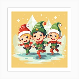 Christmas Elves 5 Art Print