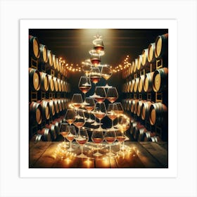 Christmas Tree In A Wine Cellar Art Print