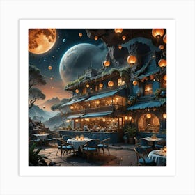 Restaurant On The Moon Art Print