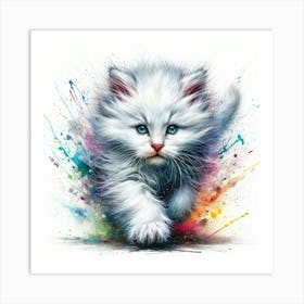 White Cat With Blue Eyes 15 Art Print