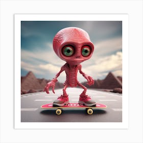 Alien Skateboarder Art Print