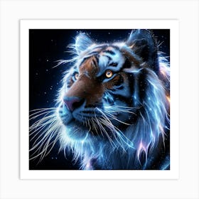 Tiger Head in Glow Poster