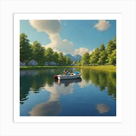 Boat On A Lake 2 Art Print