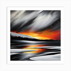 Sunset Over The Lake Art Print