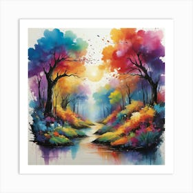 Colorful Forest Art Print Art Print