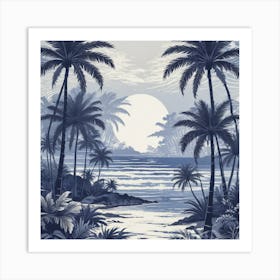 Palm Trees At Night Art Print