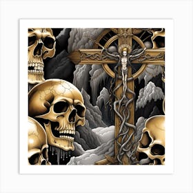 Skulls And Cross 5 Art Print