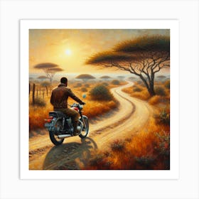 Man On A Motorcycle Art Print