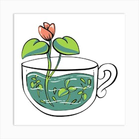 Tea Cup With Flower Art Print