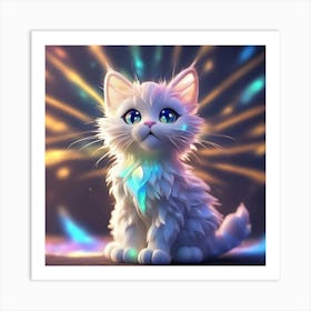 Cute White Cat Art Print