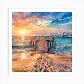 Sunset At The Beach 3 Art Print