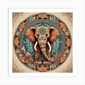 Elephant In A Circle 1 Art Print