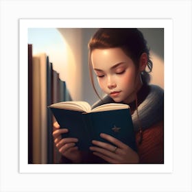 Girl Reading A Book Art Print