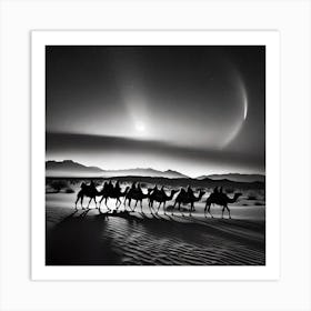 Camels In The Desert 13 Art Print