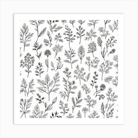 Seamless Pattern Of Herbs Art Print