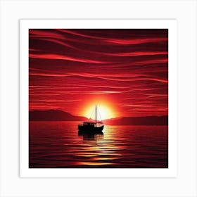 Sunset Sailboat 5 Art Print