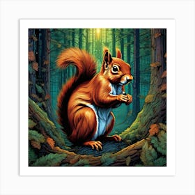 Red Squirrel In The Forest 23 Art Print