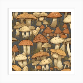 Seamless Pattern With Mushrooms 2 Art Print