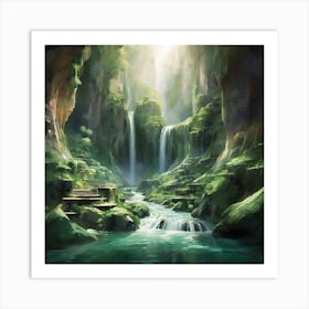 Waterfall In The Forest Art Print