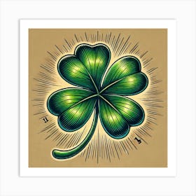 Tattoo Four Leaf Clover 3 Art Print