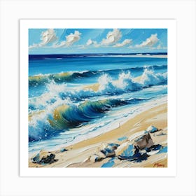 Waves Crashing On The Beach Art Print