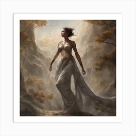 Woman In A White Dress Art Print