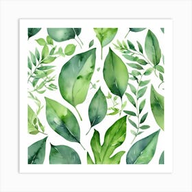 Illustrative Albedo Watercolor Green Leaves Art 2 Art Print