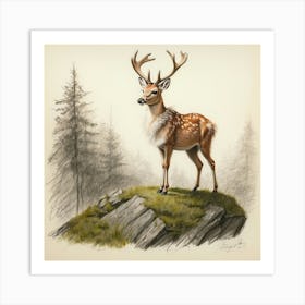 Deer In The Woods 108 Art Print