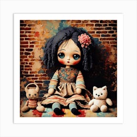 Rag Doll And Teddy Bears Art Print