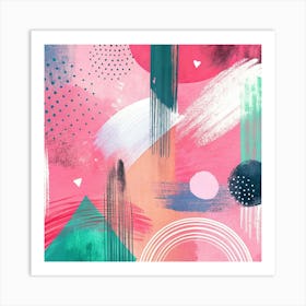 Abstract Painting in Sweet Sorbet Palette Art Print