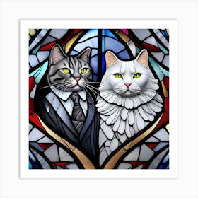 Cat, Pop Art 3D stained glass cat married limited edition 41/60 Art Print