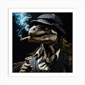 Dinosaur Smoking A Cigarette Art Print