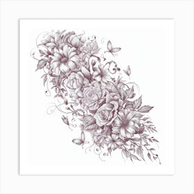 Floral Tattoo Design Art Print