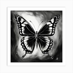 A Butterfly Emerging From The Cocoon In Black And Art Print