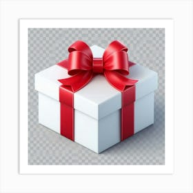 White Gift Box With Red Ribbon 1 Art Print