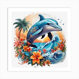 Dolphin In The Ocean Art Print