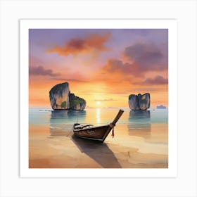 Sunset In Krabi Thailand Art Print 3 Art Print