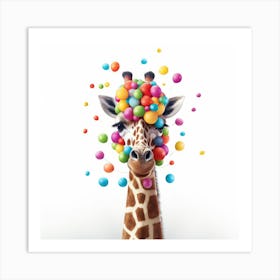 Giraffe With Balloons 5 Art Print