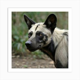 Hybrid wolf gorilla with large ears of an African Wild Dog a hairless appearance like Mexican hairless dog 3 Art Print