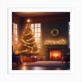 Christmas Tree In The Living Room 1 Art Print