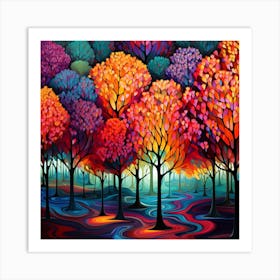 Colorful Trees In The Forest 2 Art Print